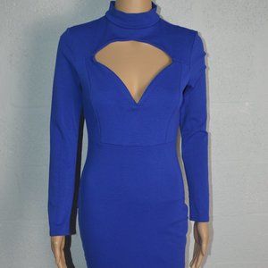 Fashion Nova Blue Bodycon Cut Out Midi Dress Style# D7091 Size M